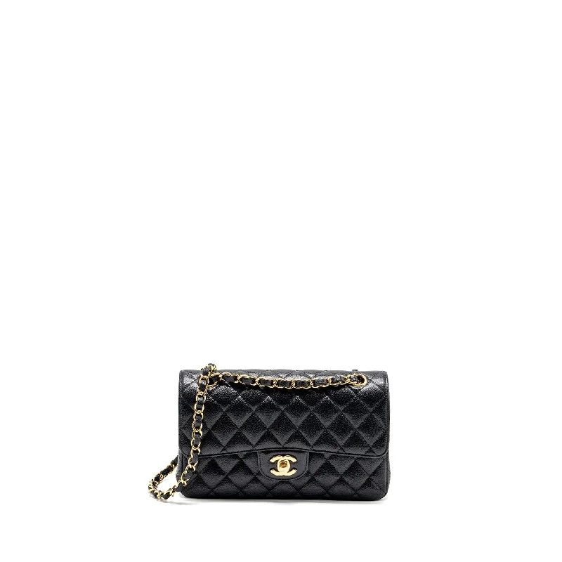 CHANEL bags with rhinestone details -Chanel Small classic double flap bag caviar black GHW