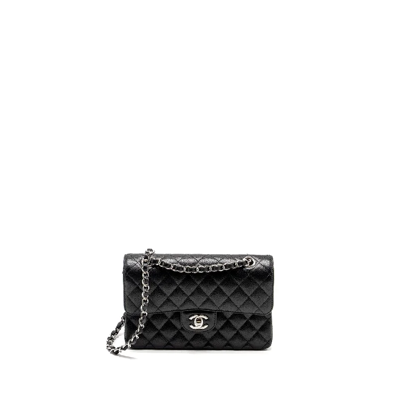 CHANEL bags with multiple pockets -Chanel Small Classic Double Flap Bag Caviar Black SHW (Microchip)