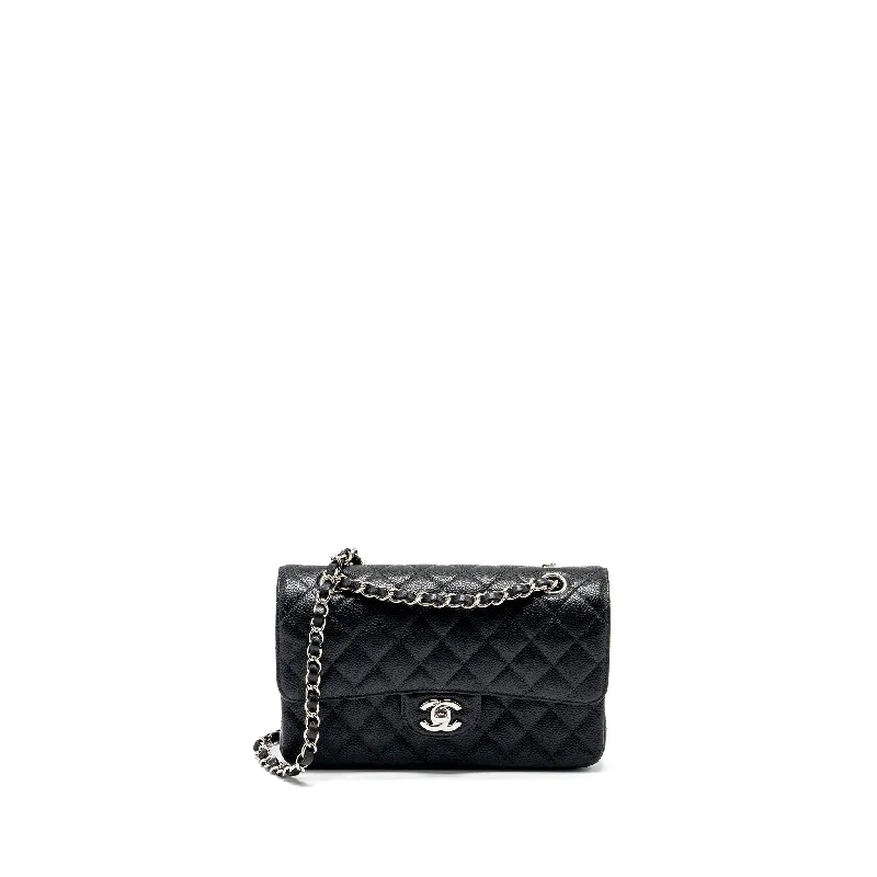 CHANEL bags for formal events -Chanel Small Classic Double Flap Bag Caviar Black SHW (microchip)