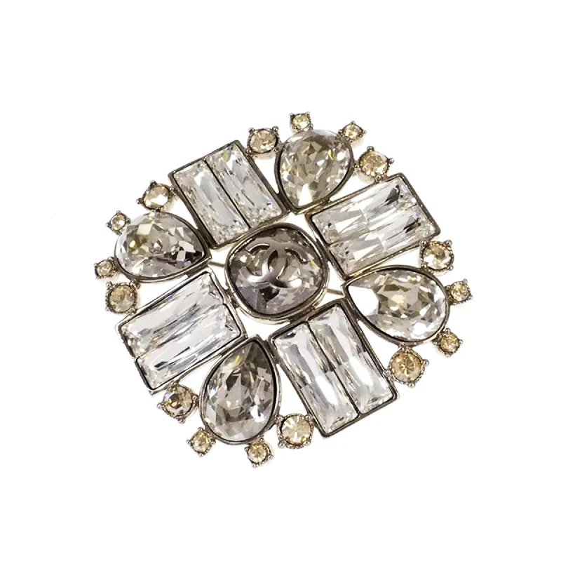 CHANEL jewelry for wedding events -Square Crystal Brooch Silver