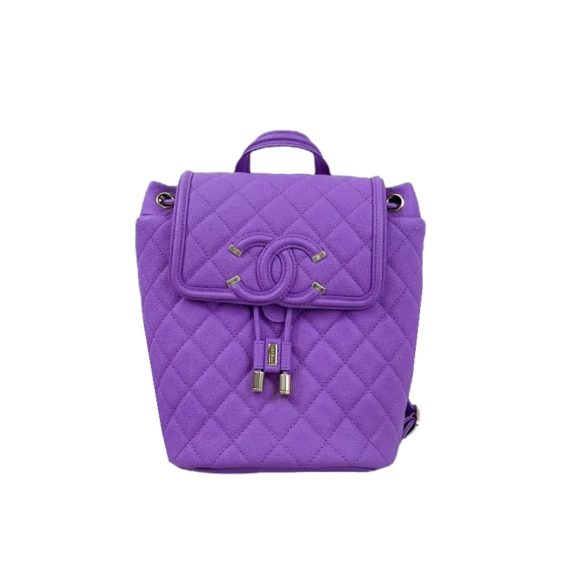 Buy CHANEL bags in exclusive colors -Filigree Backpack Caviar Black Purple GHW