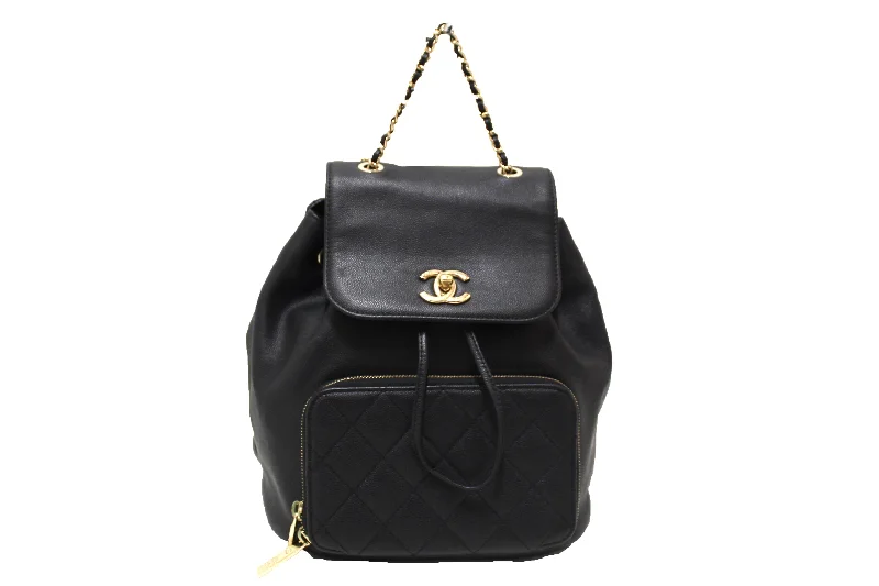 CHANEL vintage bag designs -Chanel Black Caviar Leather Business Affinity Backpack