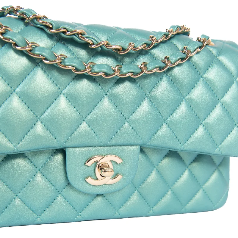 CHANEL bags for casual wear -Chanel Medium Classic Double Flap in Iridescent Green